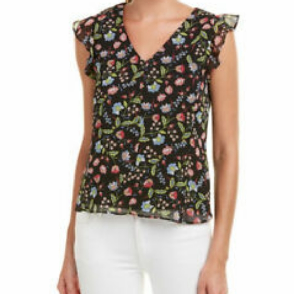 nanette lepore flutter sleeve floral blouse - Picture 2 of 4